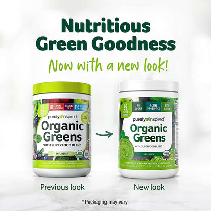 Purely Inspired Organic Greens Powder Superfood  Unflavored 24 Servings
