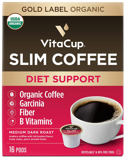 Slim Organic Coffee Pods with Diet Support  Bold Flavor