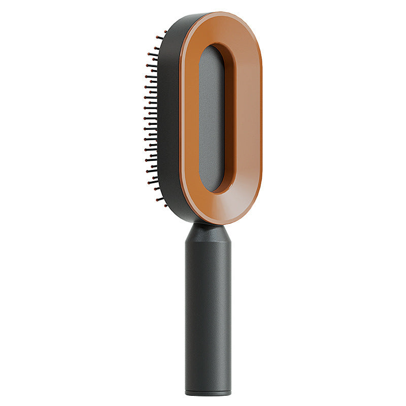Self Cleaning Hair Brush For Women One-key Cleaning Hair Loss Airbag Massage Scalp Comb Anti-Static Hairbrush Black gold