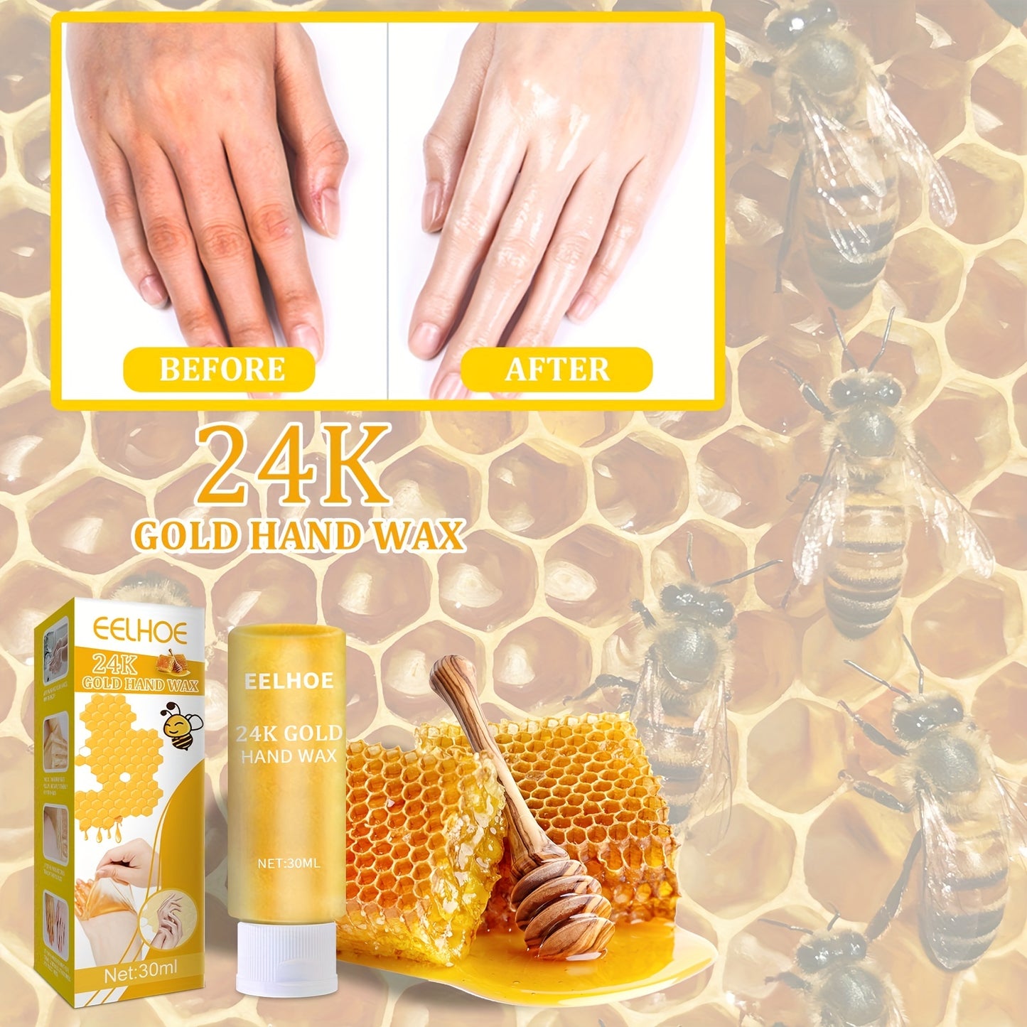 Honey Hand Wax Hand Mask, Honey Peel Off Hand Wax, Moisturizing And Hydrating, Nourishing And Exfoliating Hand Skin, For Hand Skin Care (30g)