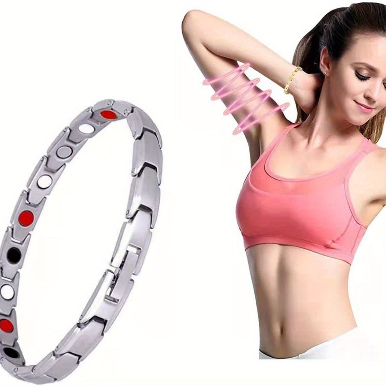 Therapy Bracelet Weight Loss Energy Slimming Bangle For Arthritis Pain Relieving Fat Burning Slimming Bracelet Silvery