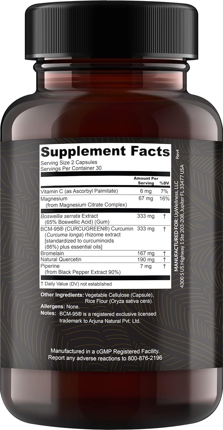 UpWellness Golden Revive + Joint Support with Quercetin, Magnesium, and Turmeric,  60 Capsules - 6 Active Ingredients for Joint and Muscle Care - Physician Formulated