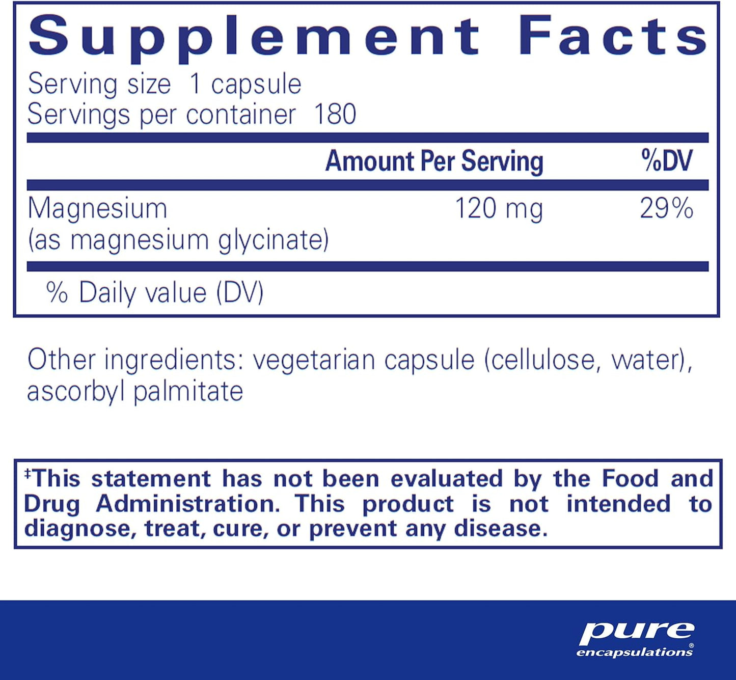 Pure Encapsulations Magnesium (Glycinate) - Supplement to Support Stress Relief, Sleep, Heart Health, Nerves, Muscles, and Metabolism* - with Magnesium Glycinate - 180 Capsules