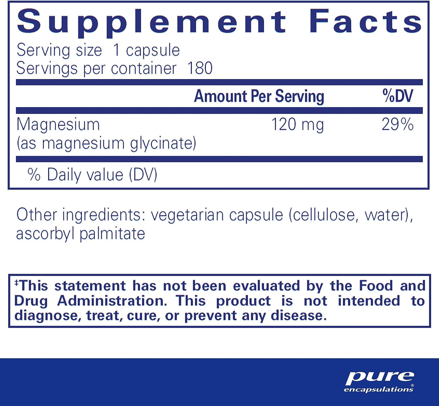 Pure Encapsulations Magnesium (Glycinate) - Supplement to Support Stress Relief, Sleep, Heart Health, Nerves, Muscles, and Metabolism* - with Magnesium Glycinate - 180 Capsules
