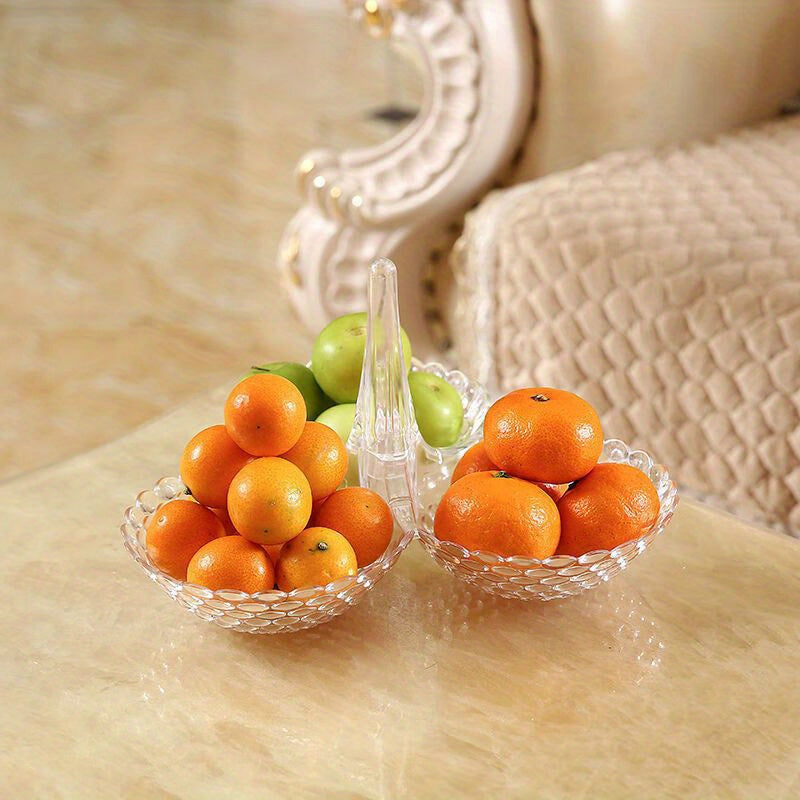 1pc, High-value Household Plastic Transparent Fruit Plate, Living Room Fruit High-foot Multi-layer Chinese Tea Dish Fruit Plate White