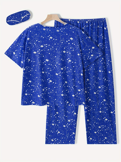 Galaxy Print PlusSize Pajama Set
