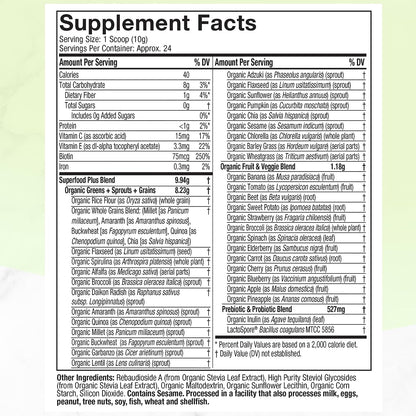 Purely Inspired Organic Greens Powder Superfood  Unflavored 24 Servings