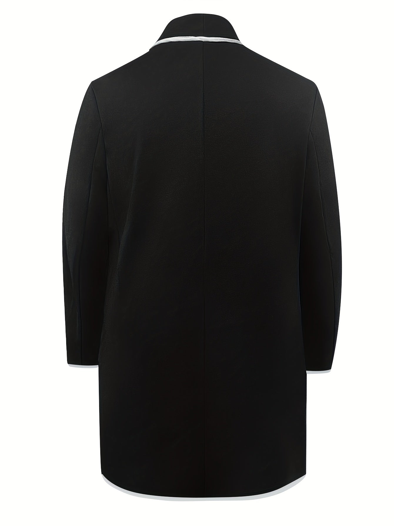 Plus Size Casual Blazer, Women's Plus Colorblock Contrast Trim Long Sleeve Shawl Collar Slight Stretch Blazer