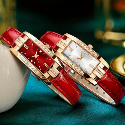 Lady Quartz Small Watch With Square Roman Numerals Dial Vintage Dress Watch Rhinestone Wristwatches