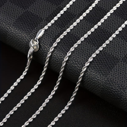 Stunning Silver Twisted Rope Chain Necklace Ideal for DIY Pendant