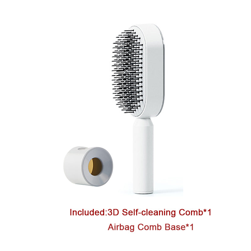 Self Cleaning Hair Brush For Women One-key Cleaning Hair Loss Airbag Massage Scalp Comb Anti-Static Hairbrush Set B