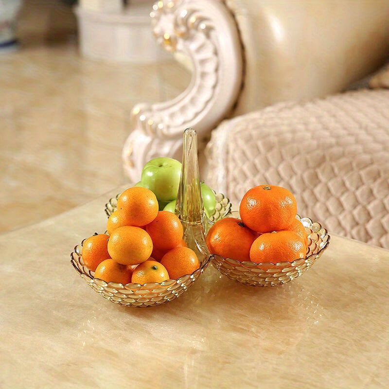 1pc, High-value Household Plastic Transparent Fruit Plate, Living Room Fruit High-foot Multi-layer Chinese Tea Dish Fruit Plate Yellow
