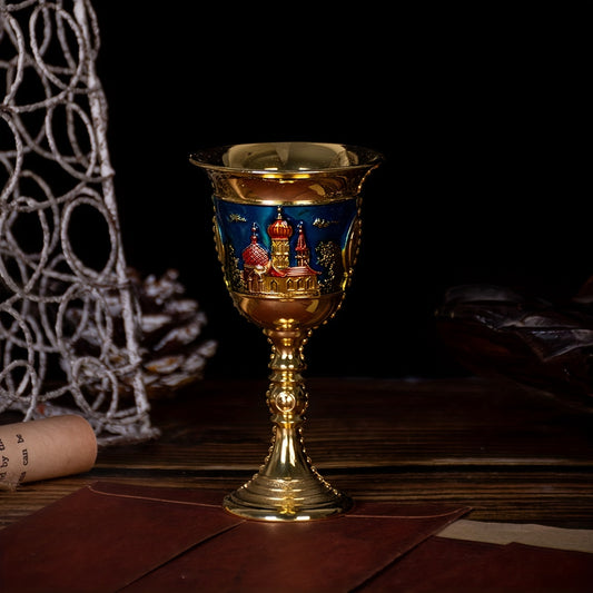 1pc, Chalice Golblet, Vintage Metal Embossed Wine Cup, Summer Winter Drinkware, Home Kitchen Items, Mother's Day Gifts, Father's Day Gifts