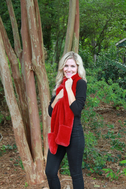 Plush Scarf with Pockets - Solid