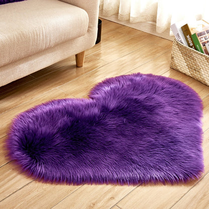 Heart Shape Fluffy Rugs Washable Faux Fur Rug For Kids Bedroom Home Decoration Sofas Cushions Mat Soft Carpet Sheepskin Rug D30 Purple