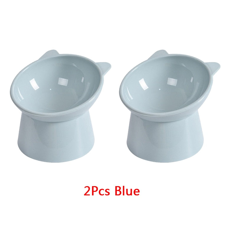 2Pcs/set Cat Bowl 45°Neck Protector High Foot Dog Bowl Cat Food Water Bowl Cute Binaural Pet Feeding Cup Feeder Bowls 2pcs 2
