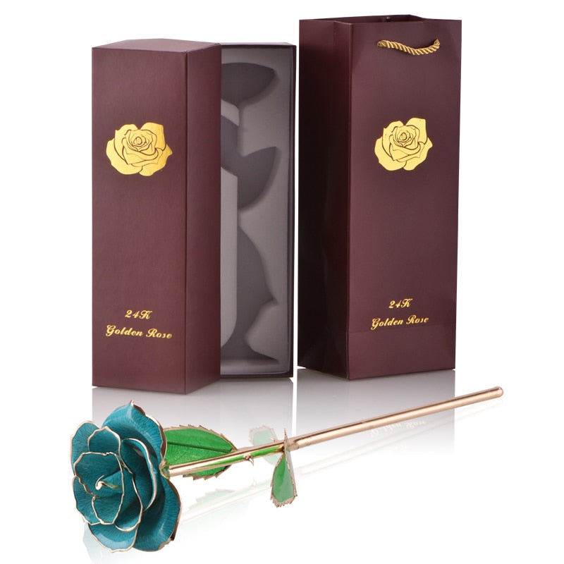 Gifts for Women 24k Gold Dipped Rose with Stand Eternal Flowers Forever Love In Box Girlfriend Wedding Valentine Gift for Her Light Bule Gold Rose China