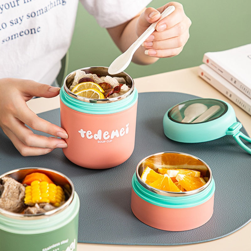 710ML Stainless Steel Lunch Box Drinking Cup With Spoon Food Thermal Jar Insulated Soup Thermos Containers Thermische lunchbox