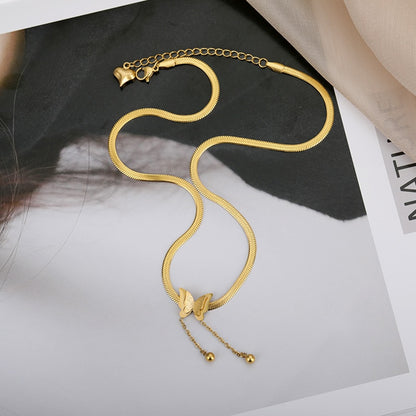 Vintage Butterfly Necklace For Women Stainless Steel Blade Snake Chains Aesthetic Charms Choker Women jewelry Gift To Mujer