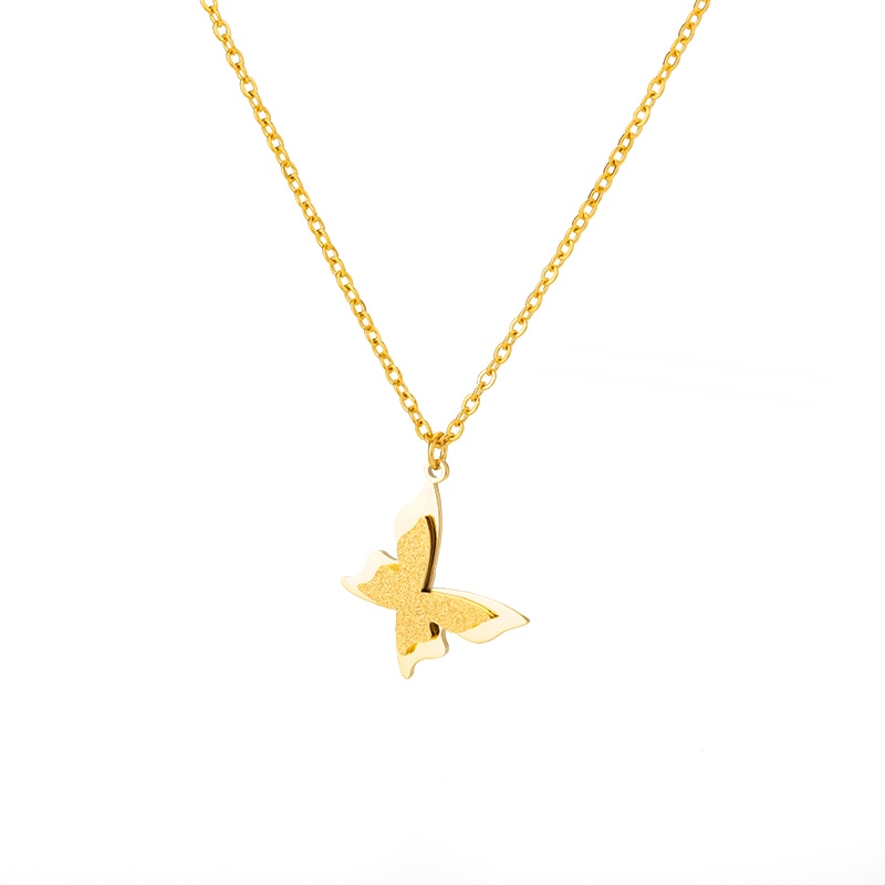 Vintage Butterfly Necklace For Women Stainless Steel Blade Snake Chains Aesthetic Charms Choker Women jewelry Gift To Mujer Gold Plated 2 43cm