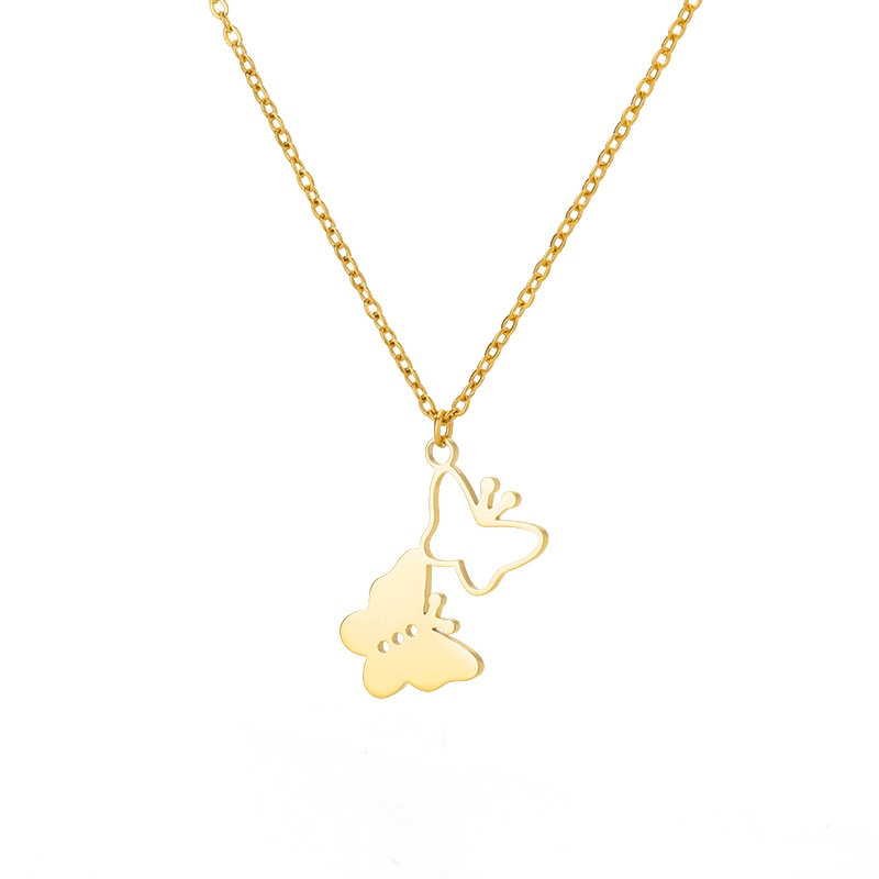 Vintage Butterfly Necklace For Women Stainless Steel Blade Snake Chains Aesthetic Charms Choker Women jewelry Gift To Mujer Gold Plated 1 43cm