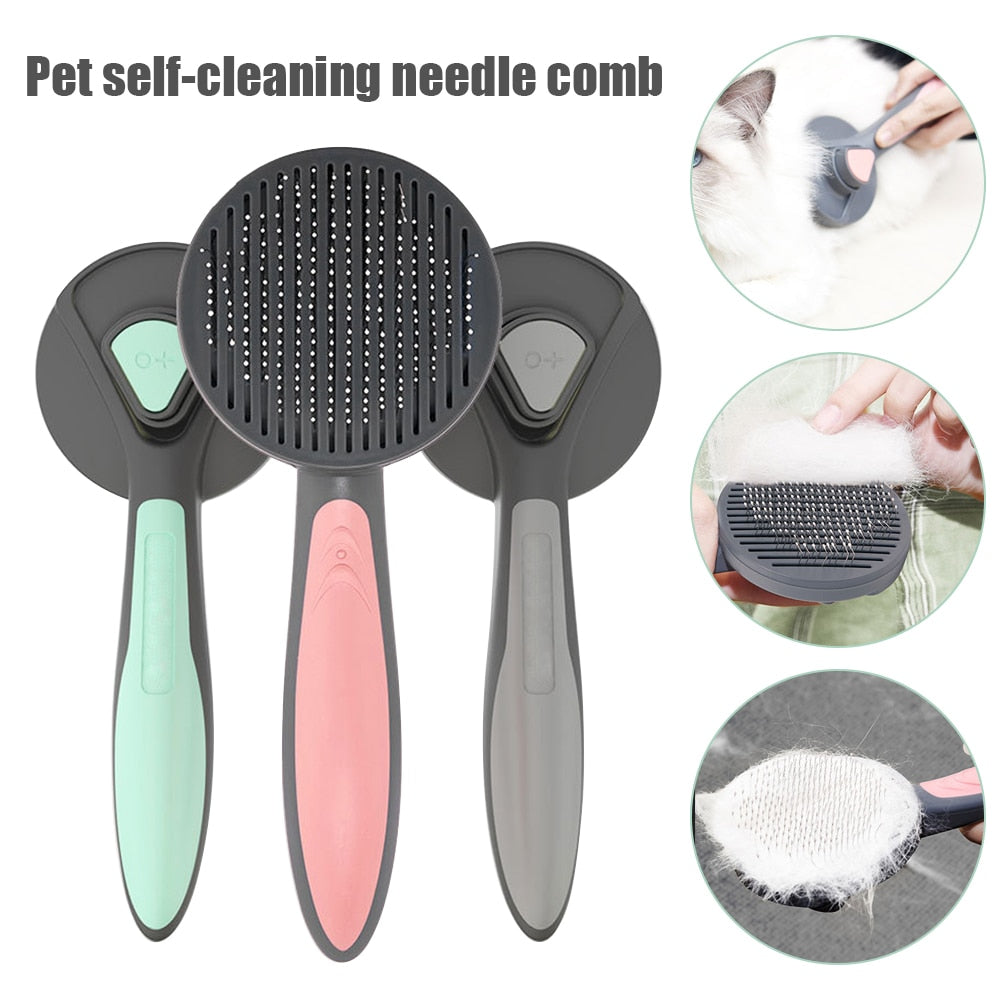Pettine per gatti spazzola per peli di animali domestici rimuove pettine per cani e gatti Pet Grooming detergente per capelli pulizia Pet Dog Cat Supplies spazzola per gatti autopulente