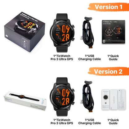 TicWatch Pro 3 Ultra GPS Wear OS Smartwatch Men Qualcomm 4100 Mobvoi Dual Processor System Watch Blood Oxygen Monitoring