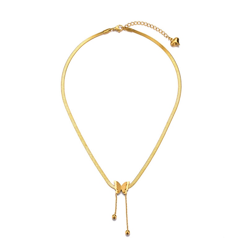 Vintage Butterfly Necklace For Women Stainless Steel Blade Snake Chains Aesthetic Charms Choker Women jewelry Gift To Mujer Gold Plated 43cm