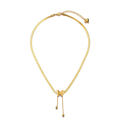 Vintage Butterfly Necklace For Women Stainless Steel Blade Snake Chains Aesthetic Charms Choker Women jewelry Gift To Mujer Gold Plated 43cm