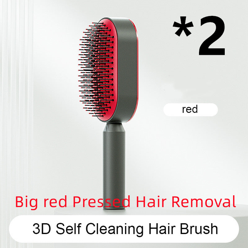 Self Cleaning Hair Brush For Women One-key Cleaning Hair Loss Airbag Massage Scalp Comb Anti-Static Hairbrush Set F