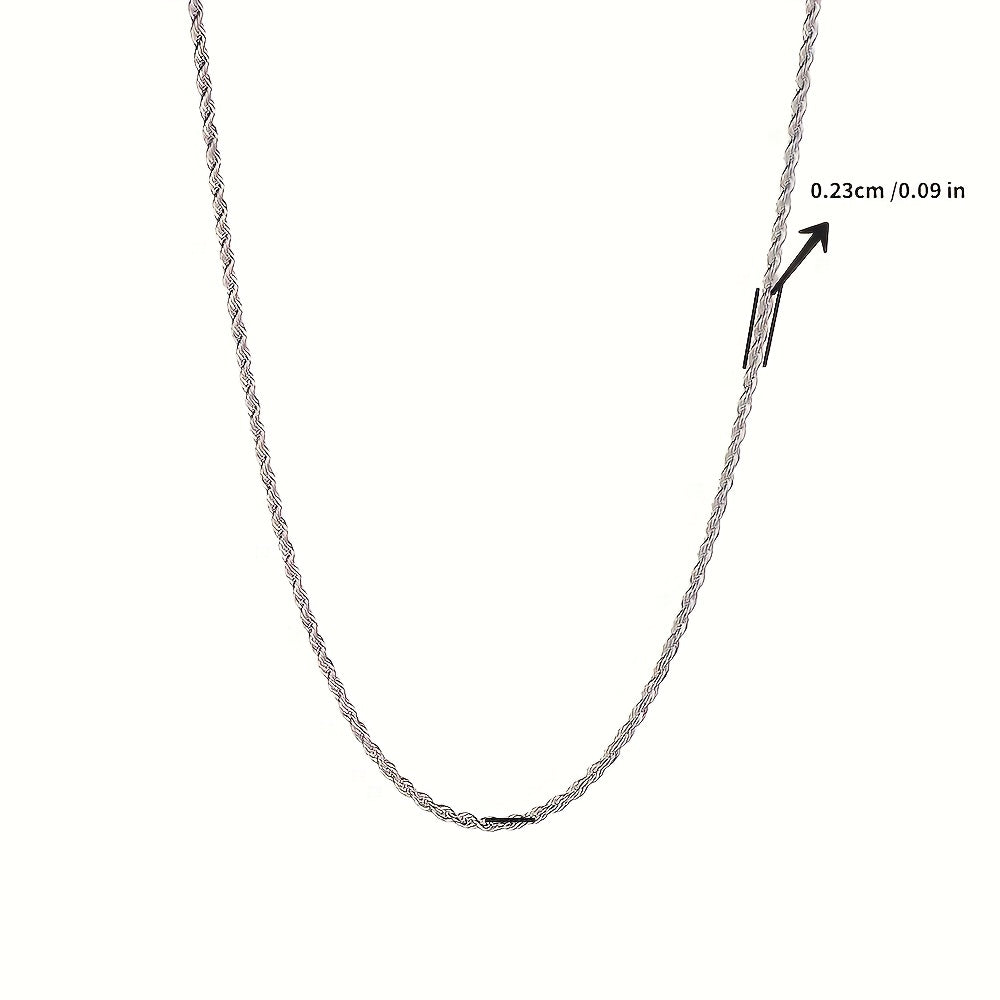 Stunning Silver Twisted Rope Chain Necklace Ideal for DIY Pendant