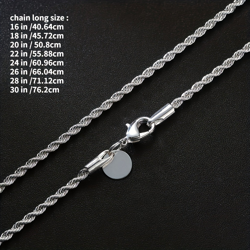 Stunning Silver Twisted Rope Chain Necklace Ideal for DIY Pendant