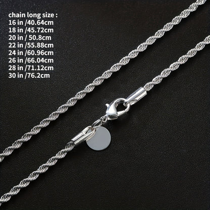Stunning Silver Twisted Rope Chain Necklace Ideal for DIY Pendant