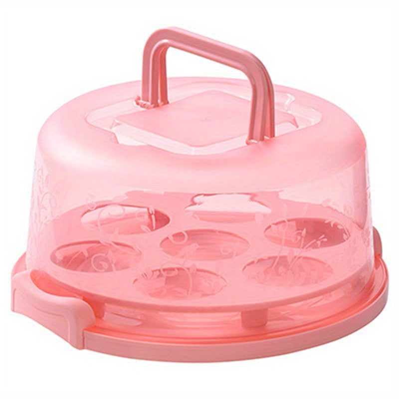 1pc, Cake Box, Clear Portable Cake Box For Cupcake Muffin, Cake Carrier, Cake Carry Box, Cake Container With Divided Paper, Cupcake Fresh-keeping Storage Box, Kitchen Utensils, Apartment Essentials, Dorm Essentials, Back To School Supplies Pink