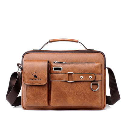 Men's Shoulder Bag: Business Satchel, Crossbody, and Casual Bag for Boys and Men Light Brown