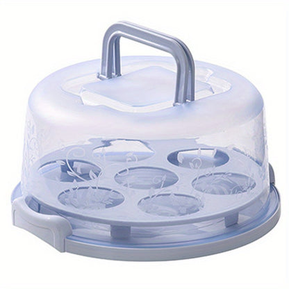 1pc, Cake Box, Clear Portable Cake Box For Cupcake Muffin, Cake Carrier, Cake Carry Box, Cake Container With Divided Paper, Cupcake Fresh-keeping Storage Box, Kitchen Utensils, Apartment Essentials, Dorm Essentials, Back To School Supplies Blue