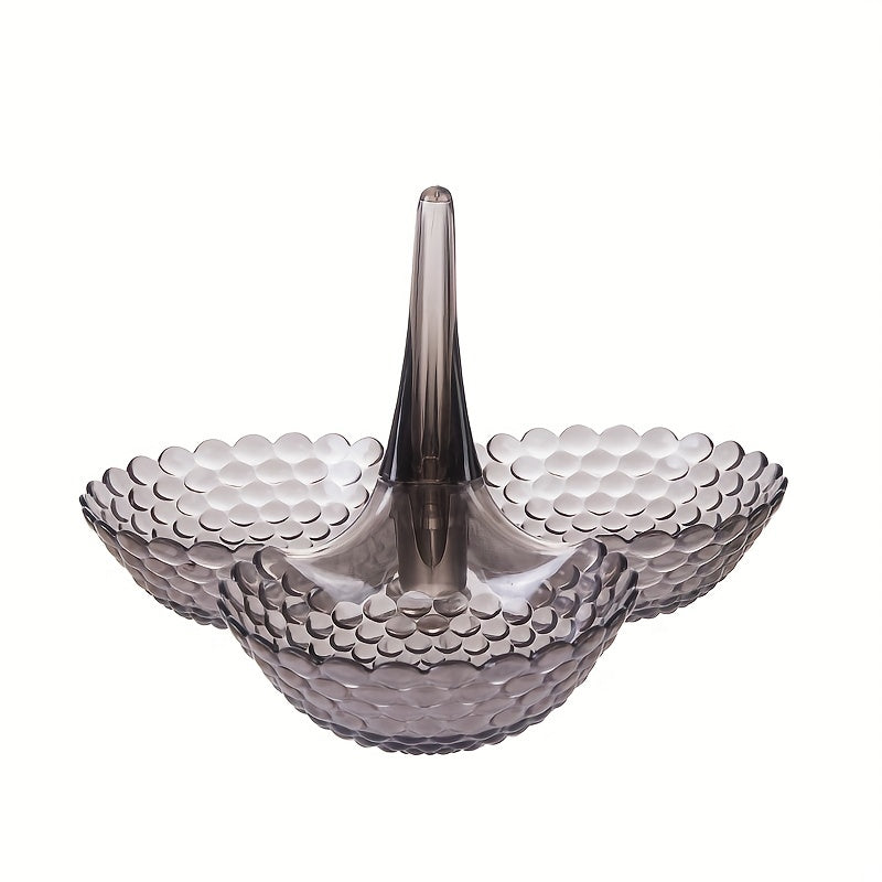 1pc, High-value Household Plastic Transparent Fruit Plate, Living Room Fruit High-foot Multi-layer Chinese Tea Dish Fruit Plate