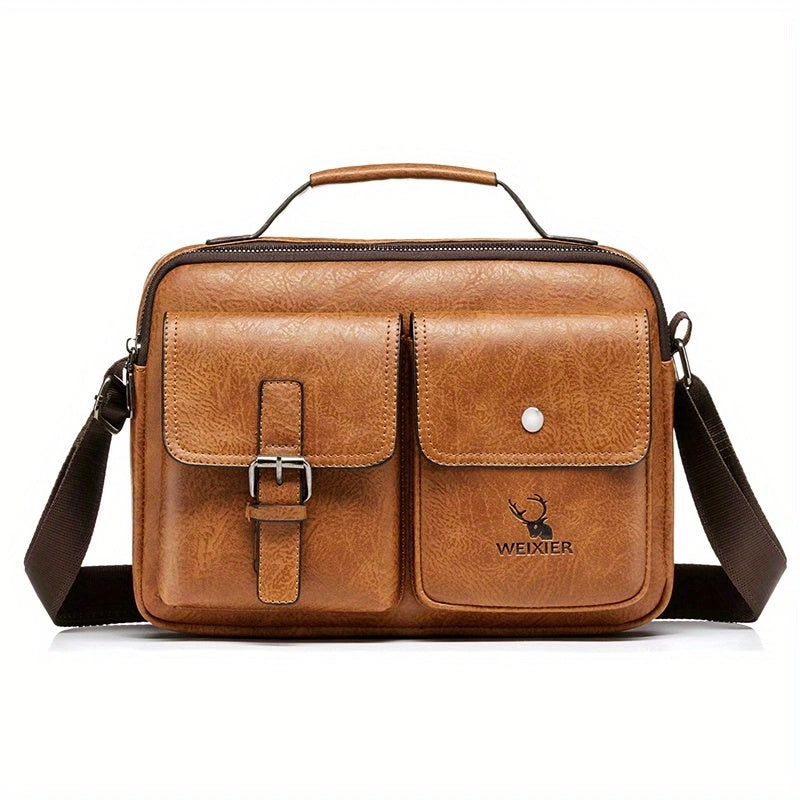 Men's Shoulder Bag: Business Satchel, Crossbody, and Casual Bag for Boys and Men Horizontal Light Brown