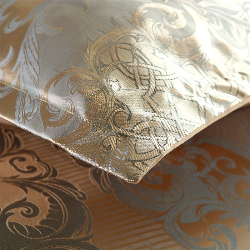 3pcs European Satin Jacquard Duvet Cover Set, Bedding Set For Bedroom, Guest Room (1*Duvet Cover + 2*Pillowcase, Without Core)