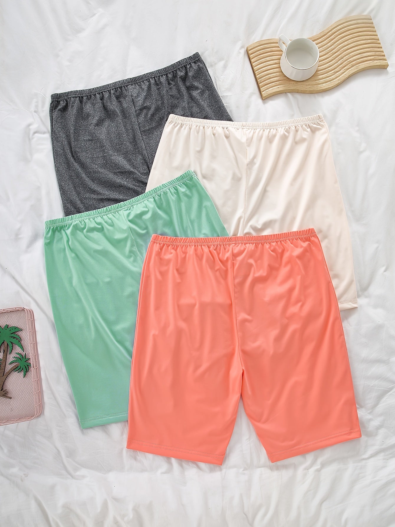 Plus Size Womens Comfy Elastic Waist Sleep Shorts 4Pack dealsjust