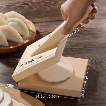 1pc Wooden Manual Dough Press Roller, Corn Tortilla Dumpling Skin Bun Skin Press Mold, Kitchen Baking Pastry Maker, Press Board Noodle Machine Tool, Kitchen Tools