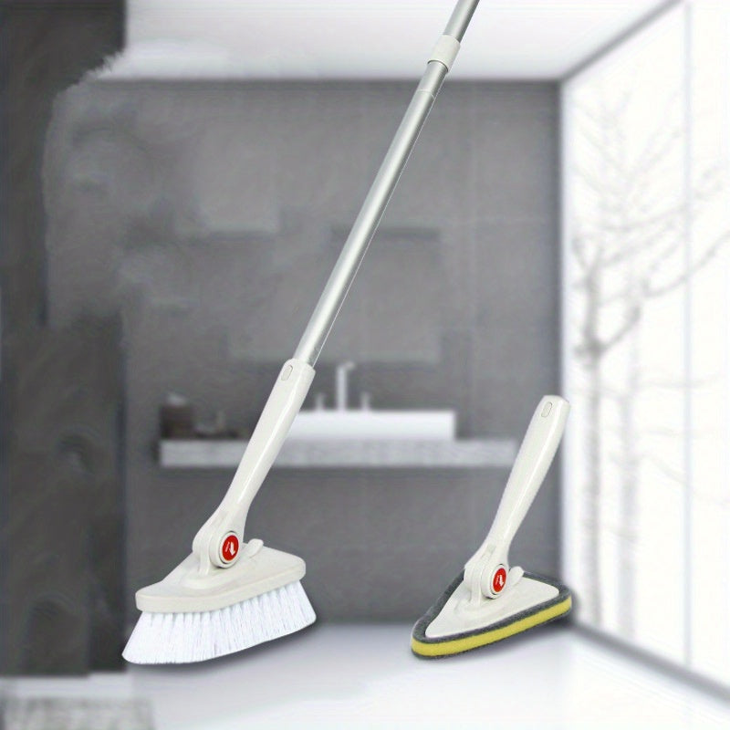 2 In 1 Cleaning Brush Tub And Tile Scrubber Brush Sponge With 46 Extendable Long Lightweight Handle Detachable Stiff Bristl Gray One Pole Double Head Suit