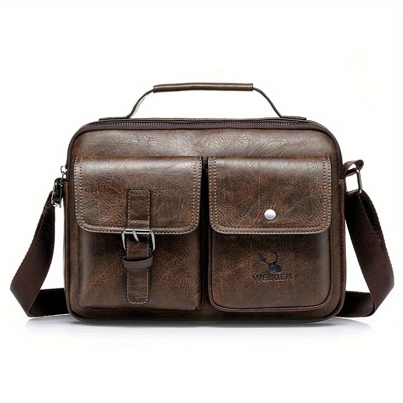 Men's Shoulder Bag: Business Satchel, Crossbody, and Casual Bag for Boys and Men Horizontal Dark Brown