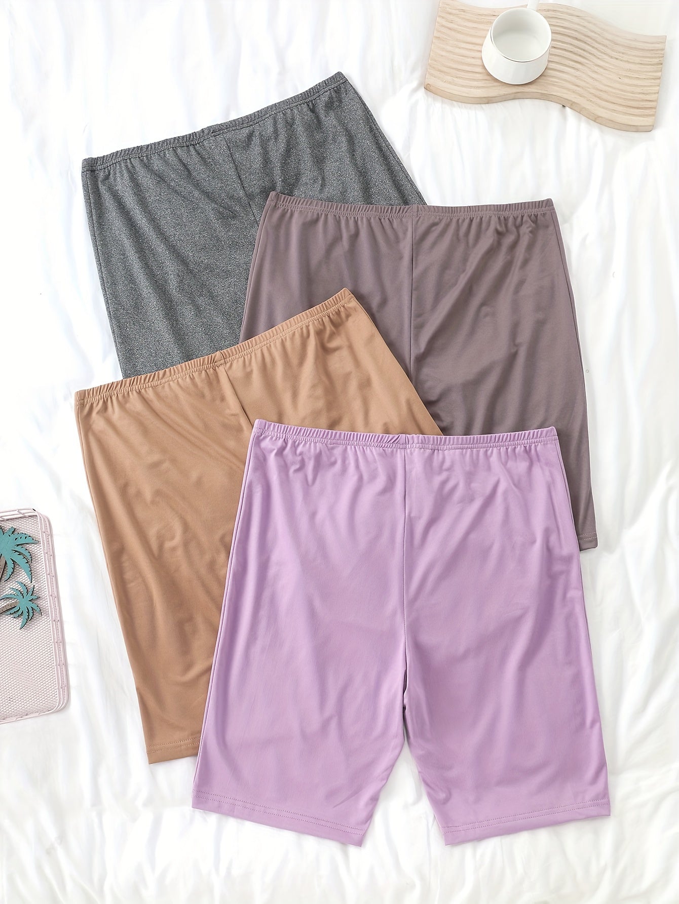 Plus Size Womens Comfy Elastic Waist Sleep Shorts 4Pack dealsjust
