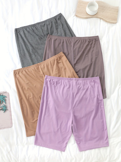 Plus Size Womens Comfy Elastic Waist Sleep Shorts 4Pack dealsjust