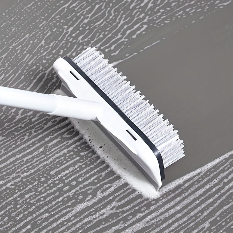 1pc, Floor Brush Wiper Dual-use Two-in-one Brush, Bathroom Hard Bristle Ground Brush, Long Handled Brush, Toilet No Dead Corner Cleaning Brush