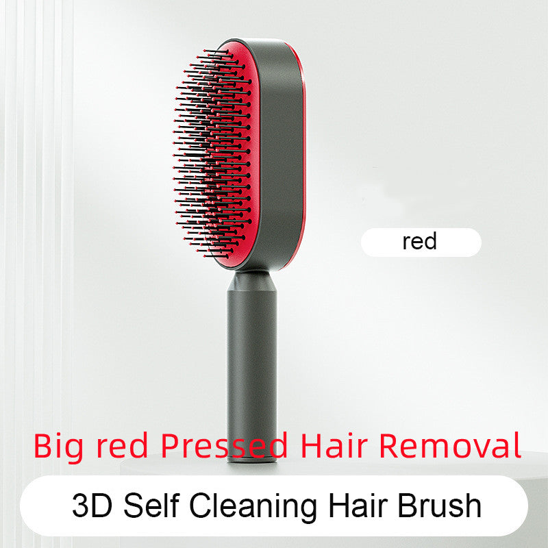 Self Cleaning Hair Brush For Women One-key Cleaning Hair Loss Airbag Massage Scalp Comb Anti-Static Hairbrush Big red Pressed Hair Removal
