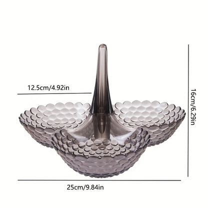 1pc, High-value Household Plastic Transparent Fruit Plate, Living Room Fruit High-foot Multi-layer Chinese Tea Dish Fruit Plate