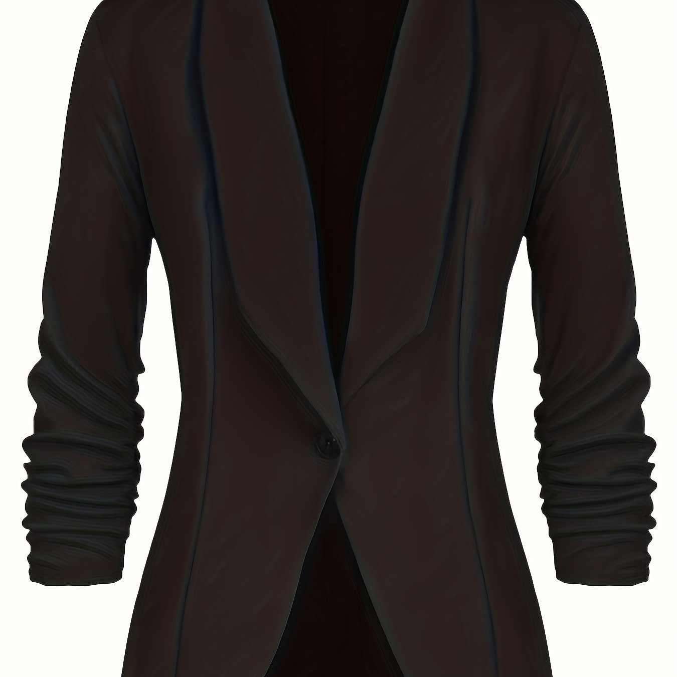 Plus Size Casual Blazer, Women's Plus Solid Long Sleeve Lapel Collar Single Breast Button Slim Fit Blazer black