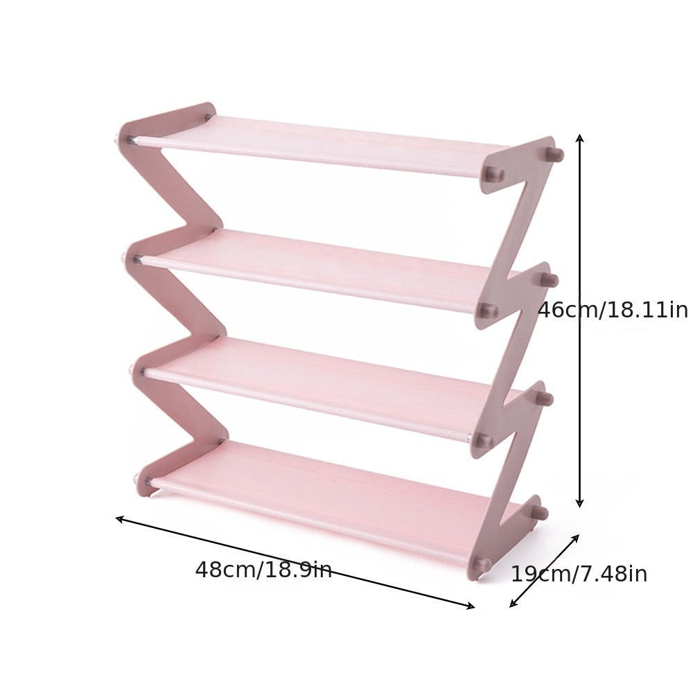 1pc Simple Shoe Rack Assembly Z-Type Household Dormitory China Light Pink